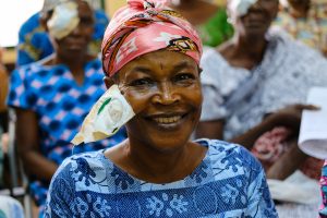 Woman post her cataract surgery